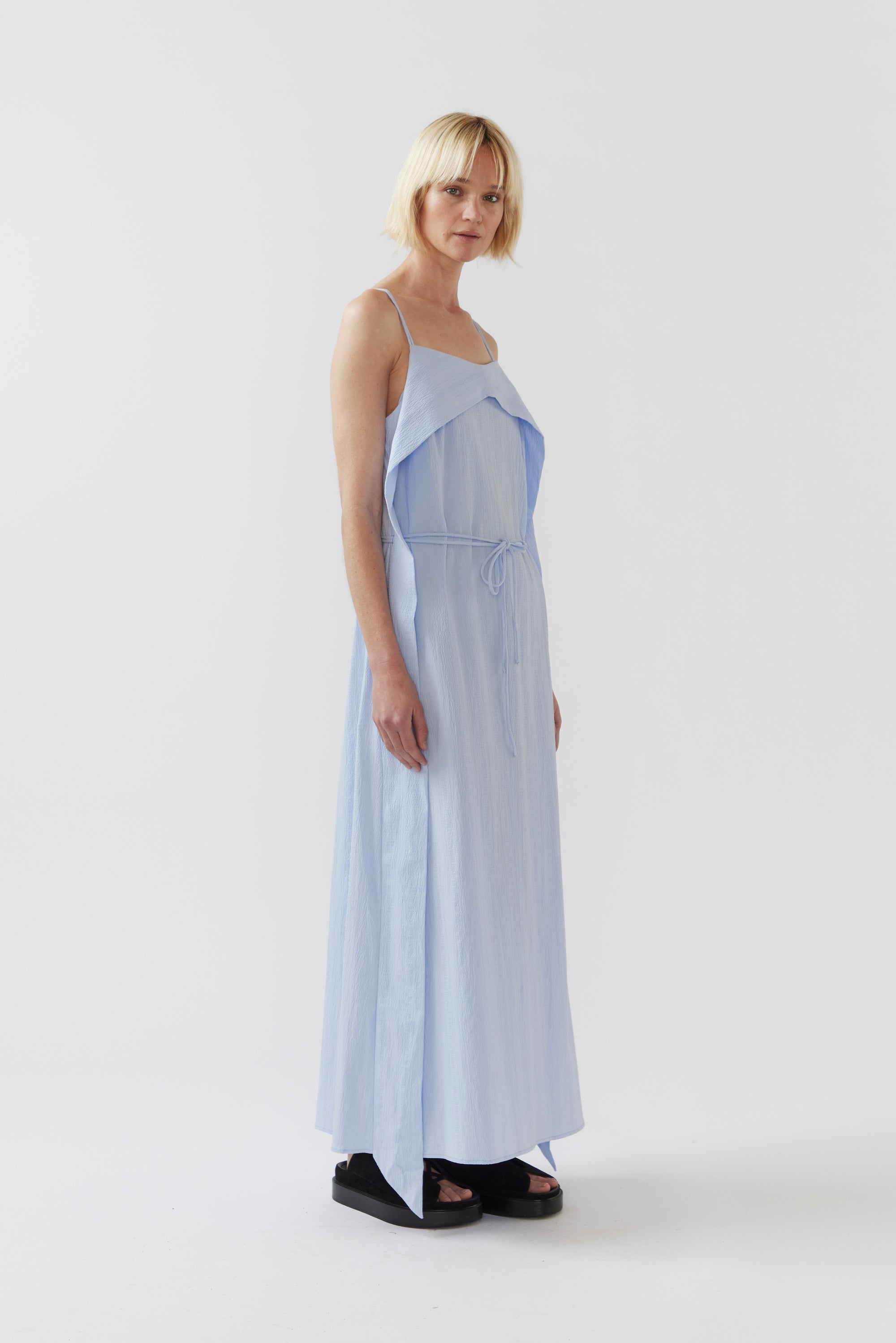 Alexandra Dress | Sky Blue Seersucker