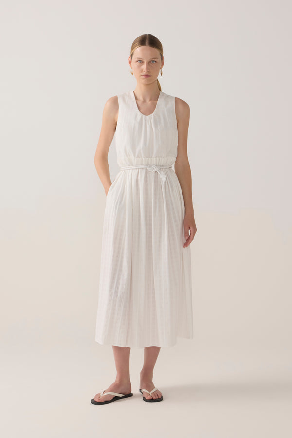 Alexis Dress | White Check Cotton