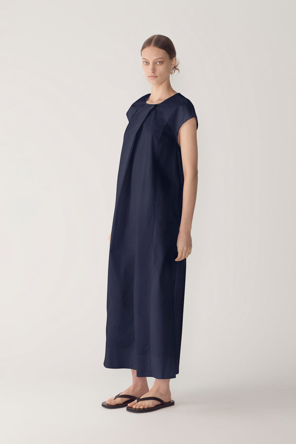Alma Dress | Navy Poplin