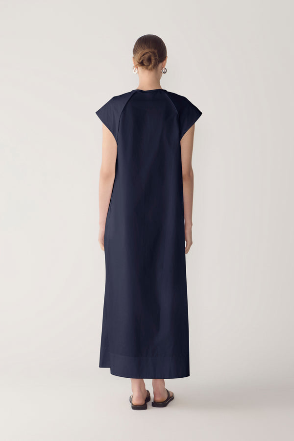 Alma Dress | Navy Poplin