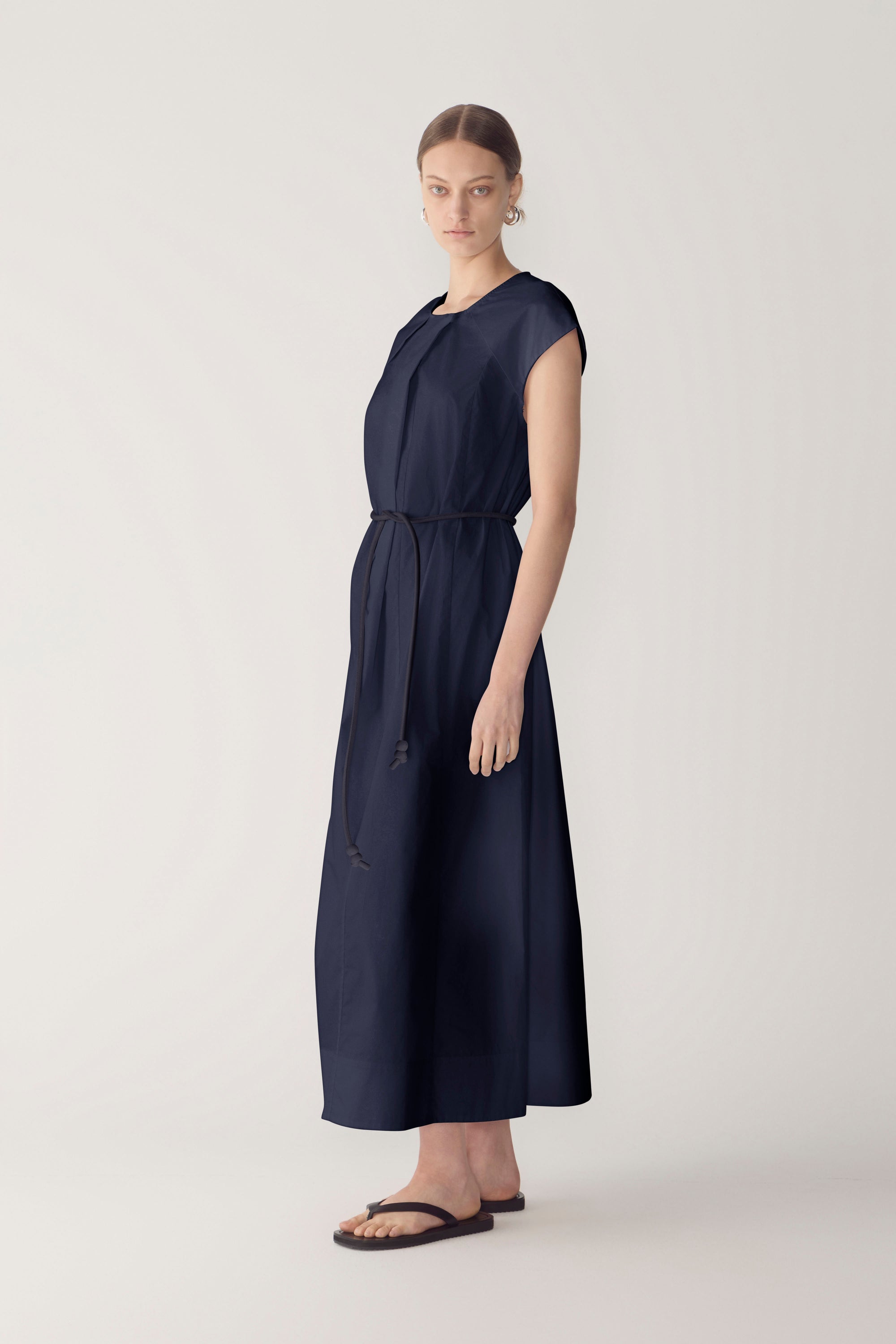 Alma Dress | Navy Poplin