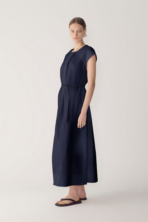 Alma Dress | Navy Poplin