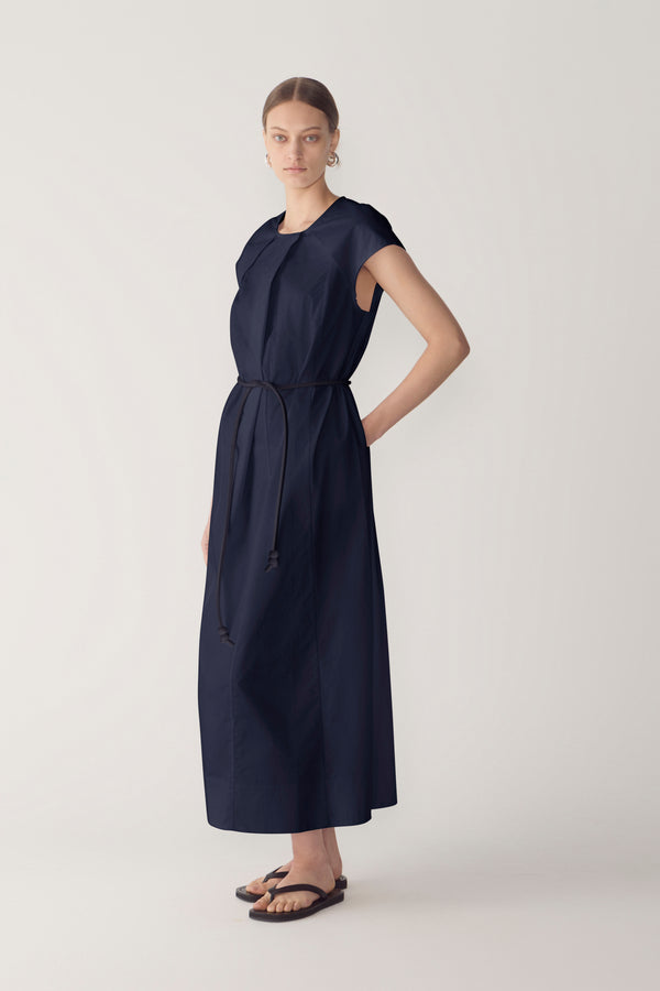 Alma Dress | Navy Poplin