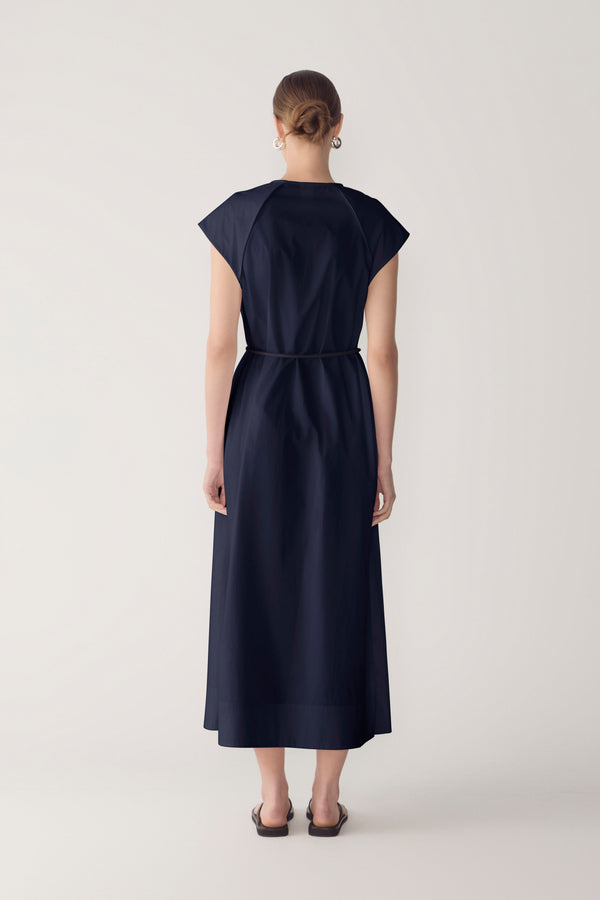Alma Dress | Navy Poplin