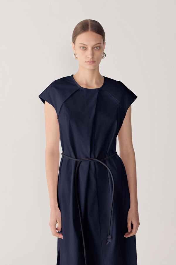Alma Dress | Navy Poplin