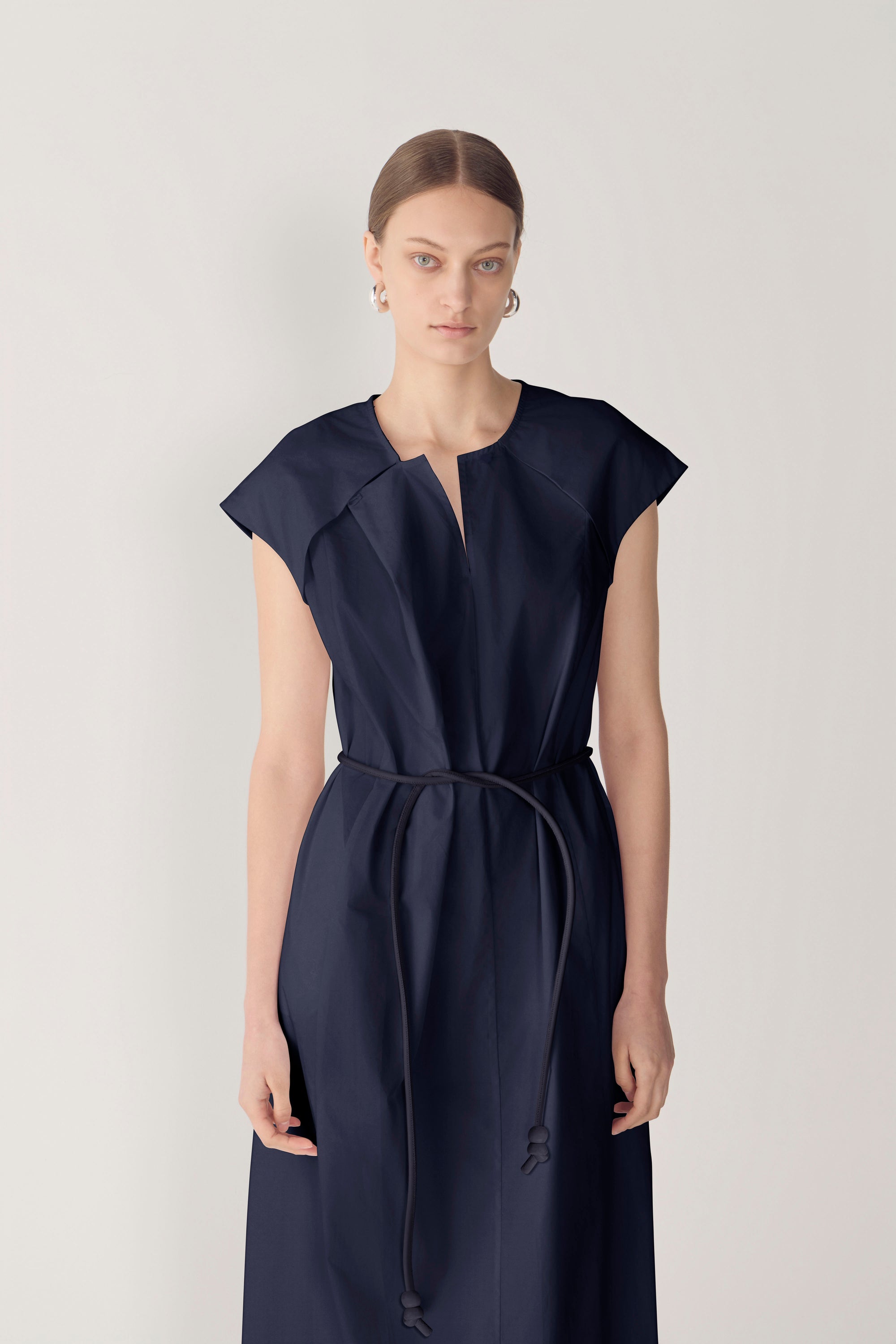 Alma Dress | Navy Poplin