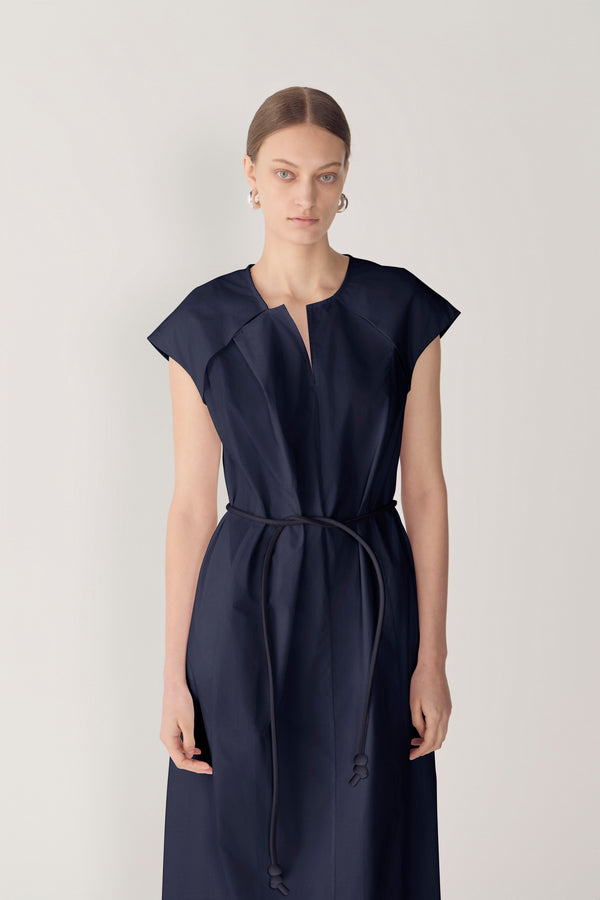 Alma Dress | Navy Poplin