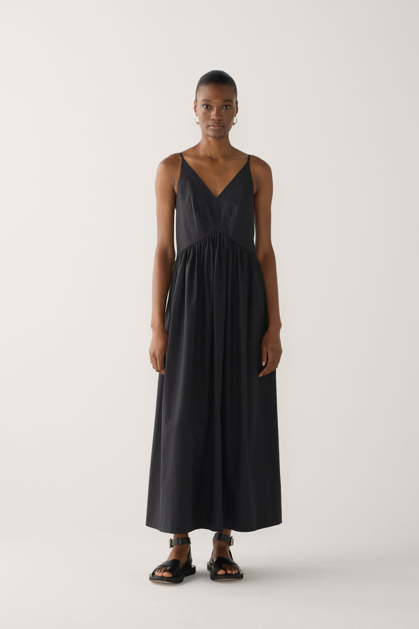 Amanda Dress | Black Cotton Tencel