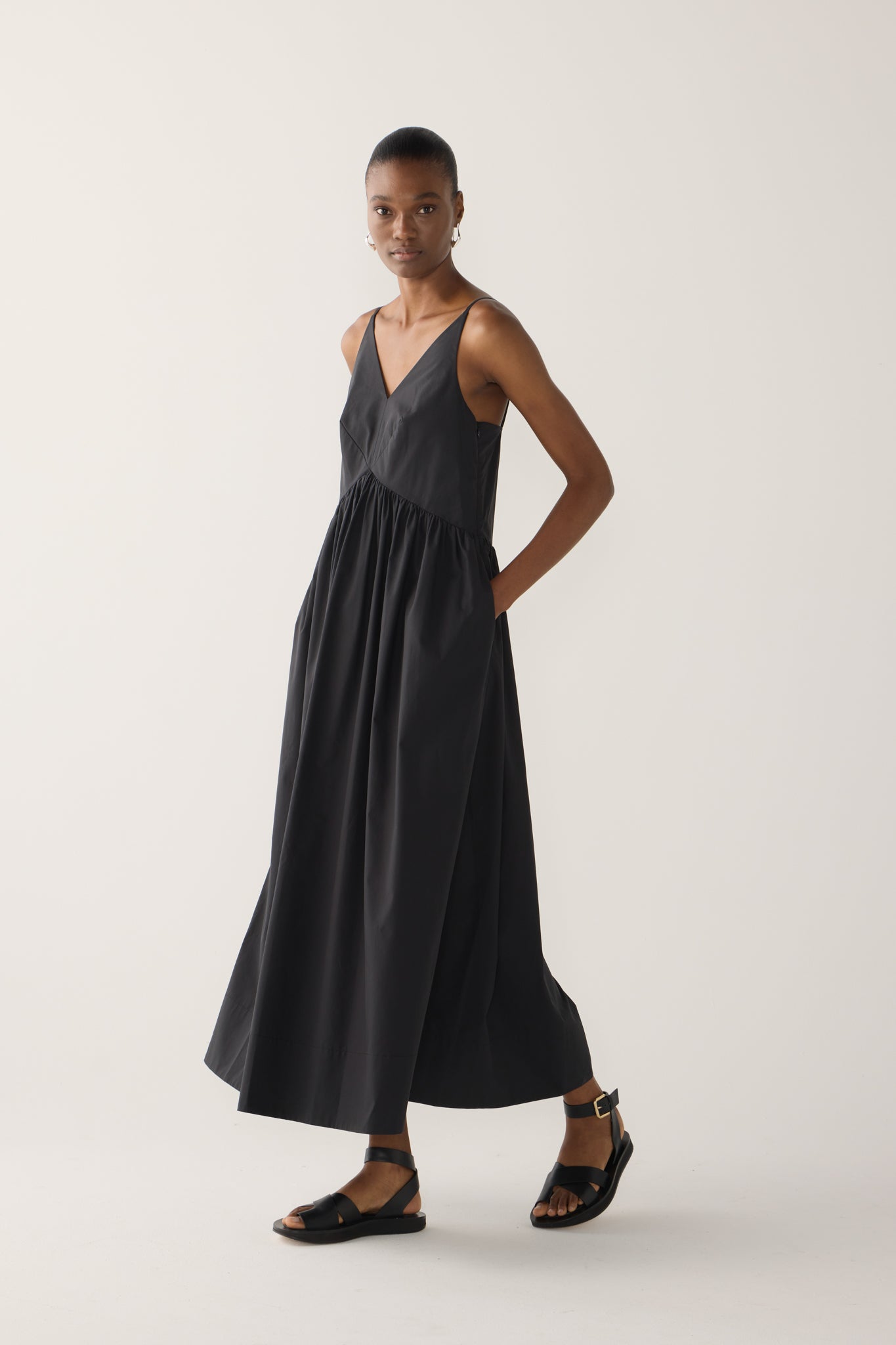 Amanda Dress | Black Cotton Tencel