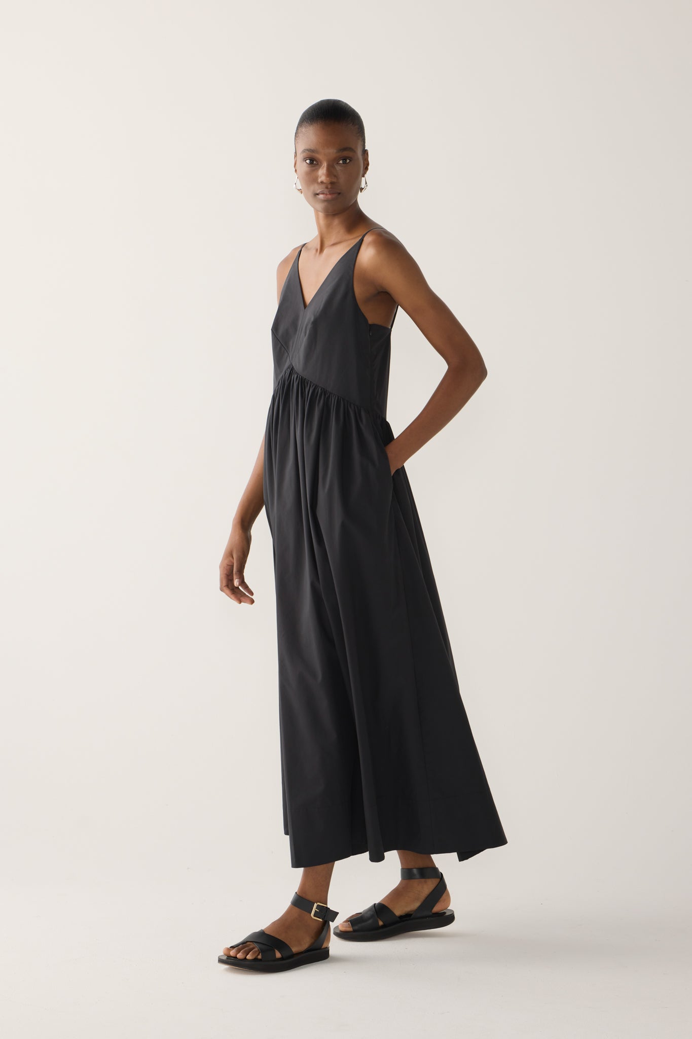 Amanda Dress | Black Cotton Tencel