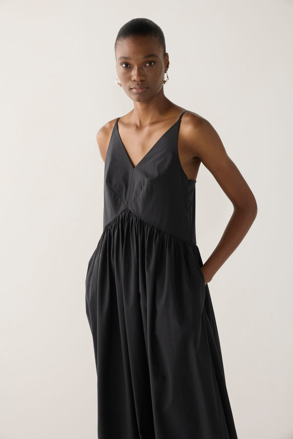 Amanda Dress | Black Cotton Tencel
