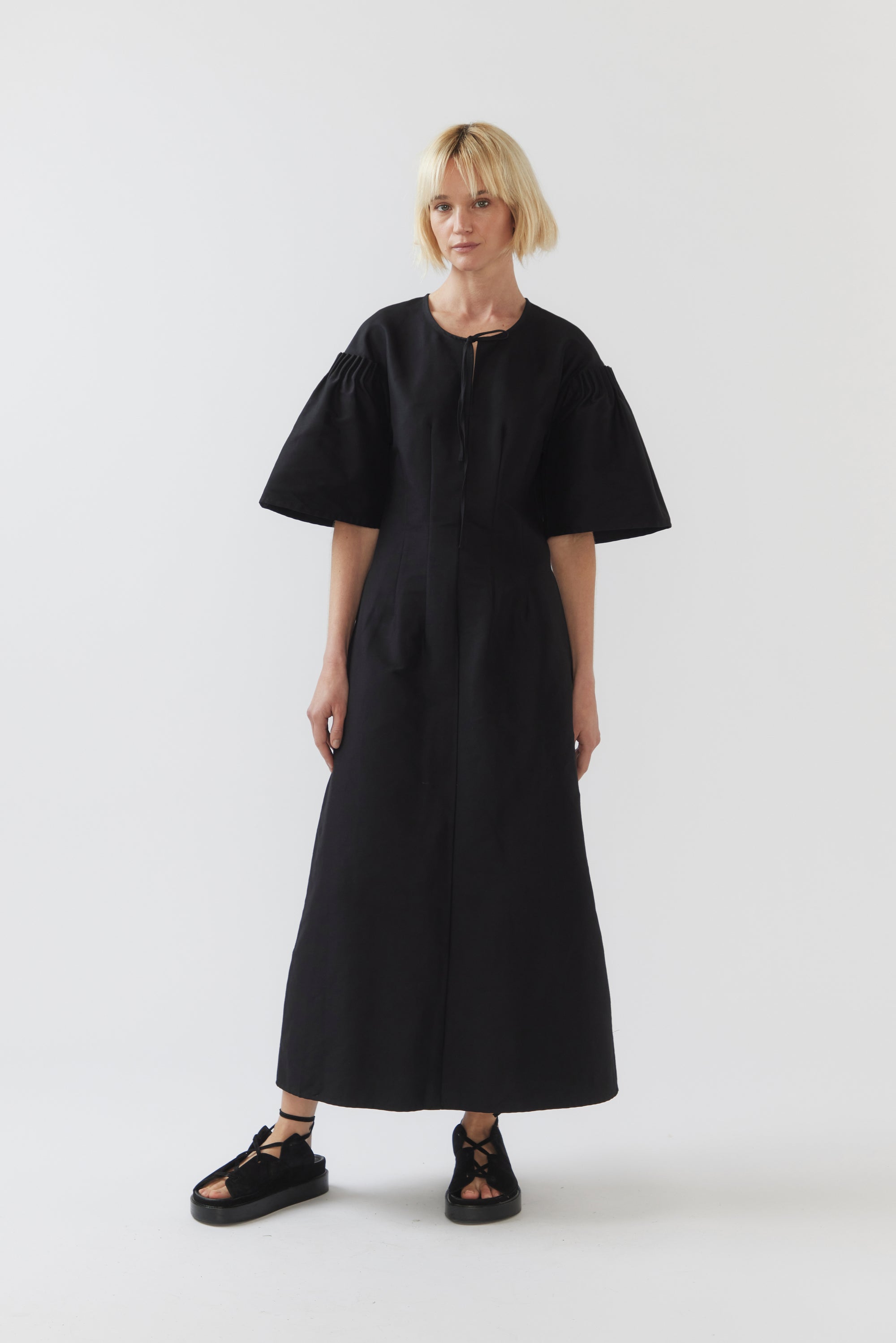 April Dress | Black Silk Cotton