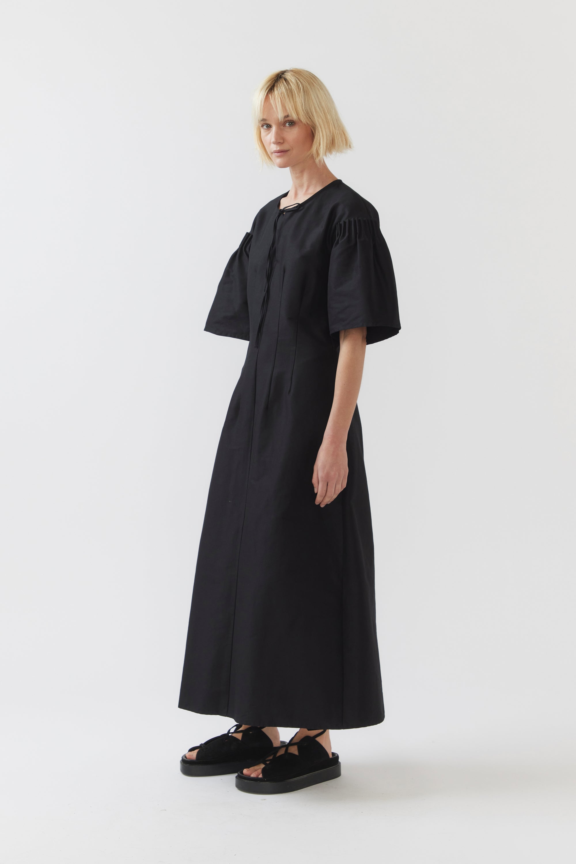 April Dress | Black Silk Cotton