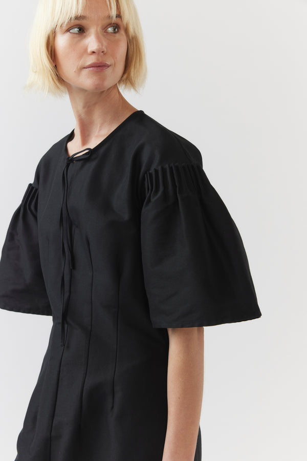 April Dress | Black Silk Cotton