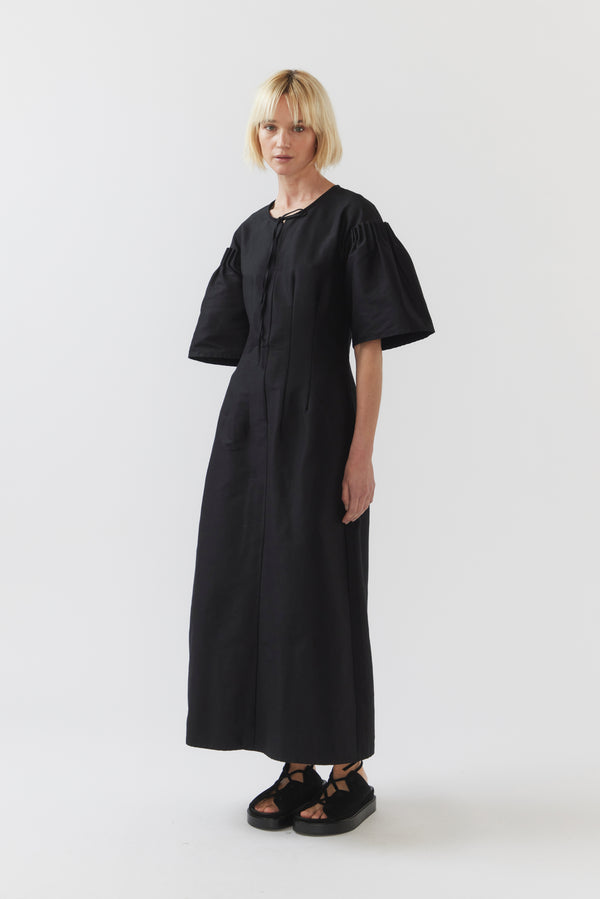 April Dress | Black Silk Cotton