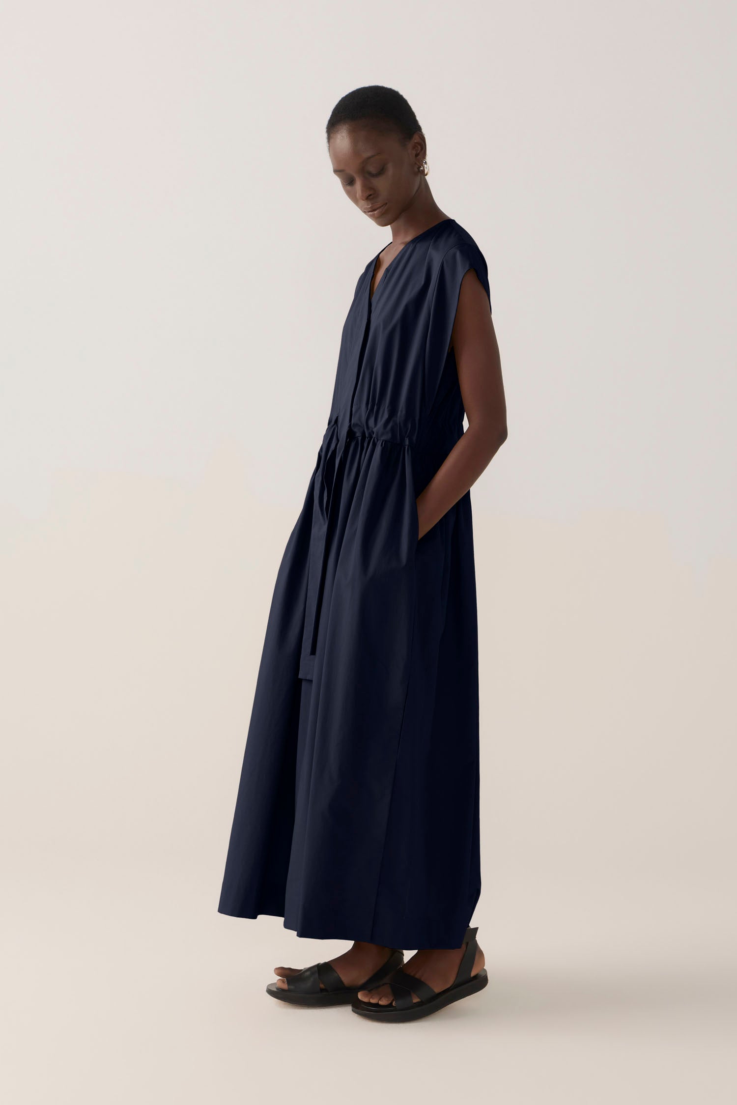 Arden Dress | Navy Cotton Tencel