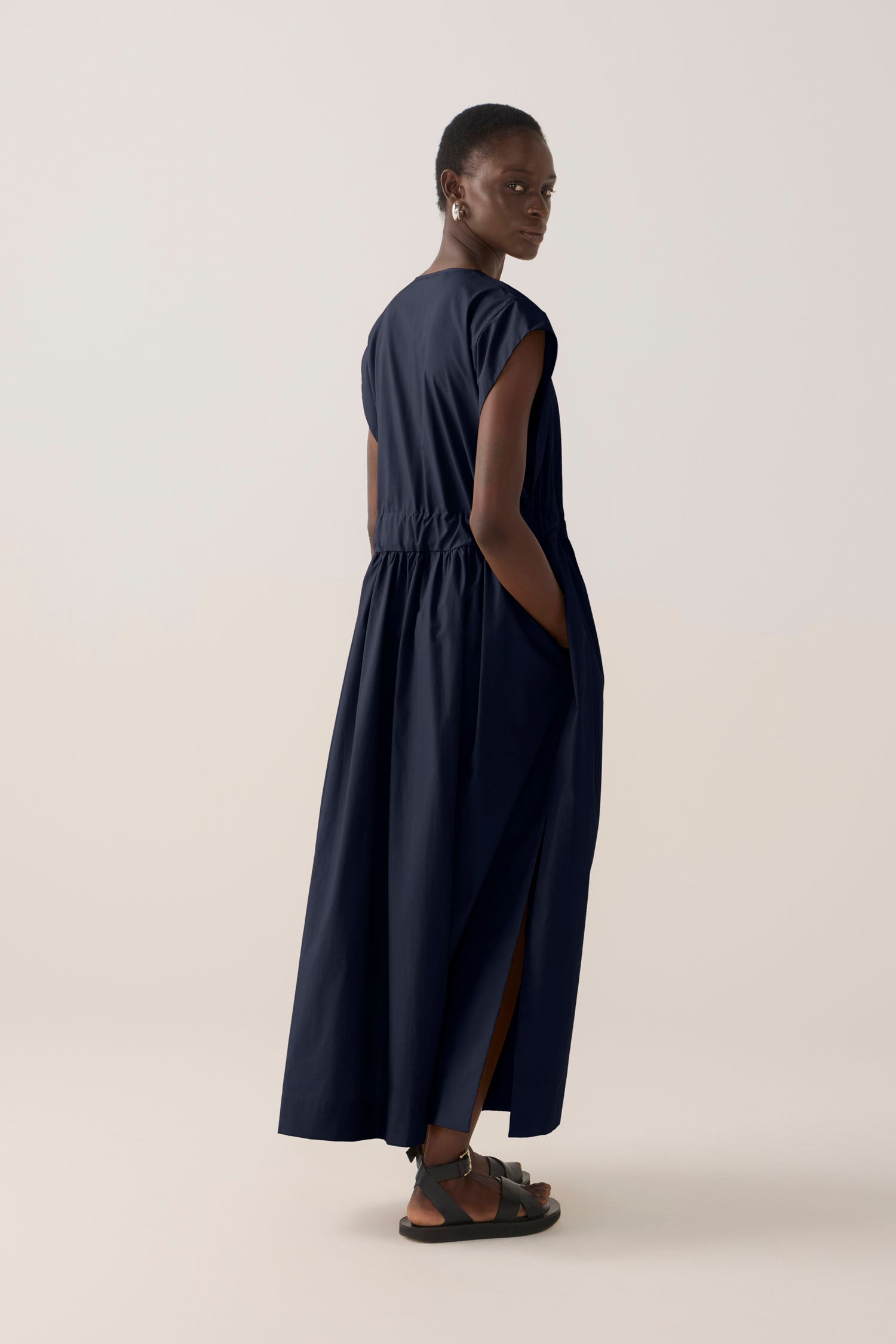 Arden Dress | Navy Cotton Tencel