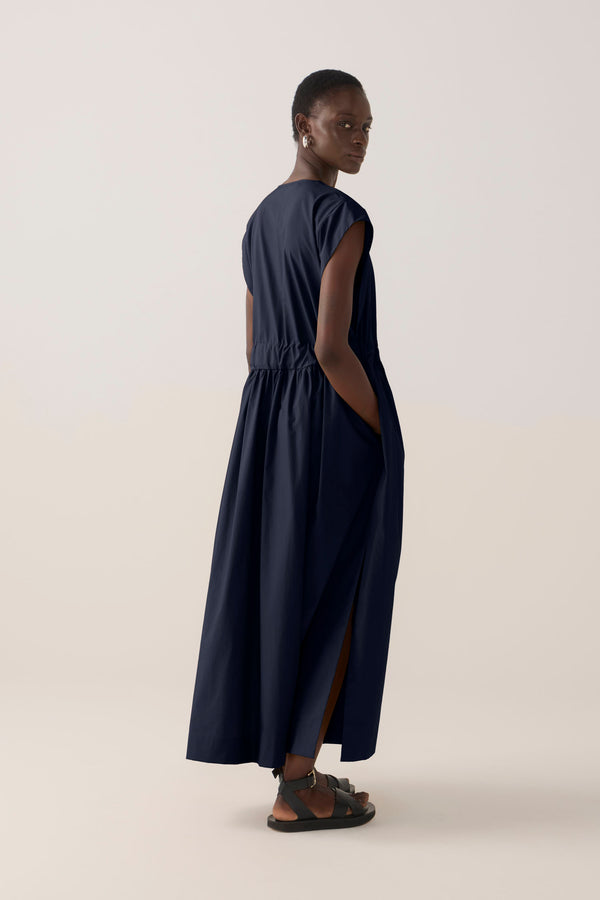 Arden Dress | Navy Cotton Tencel