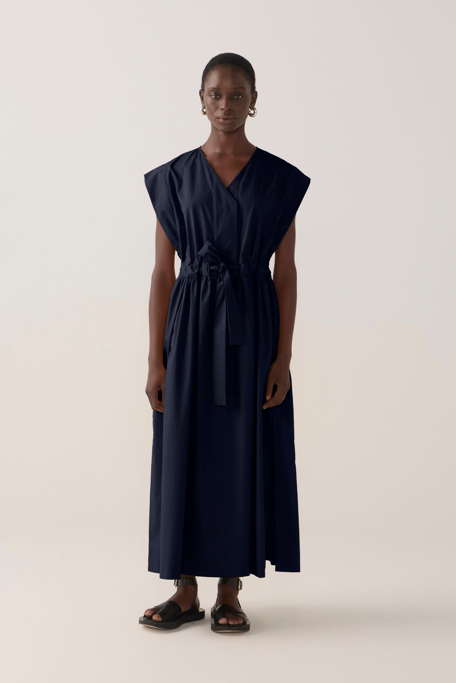 Arden Dress | Navy Cotton Tencel