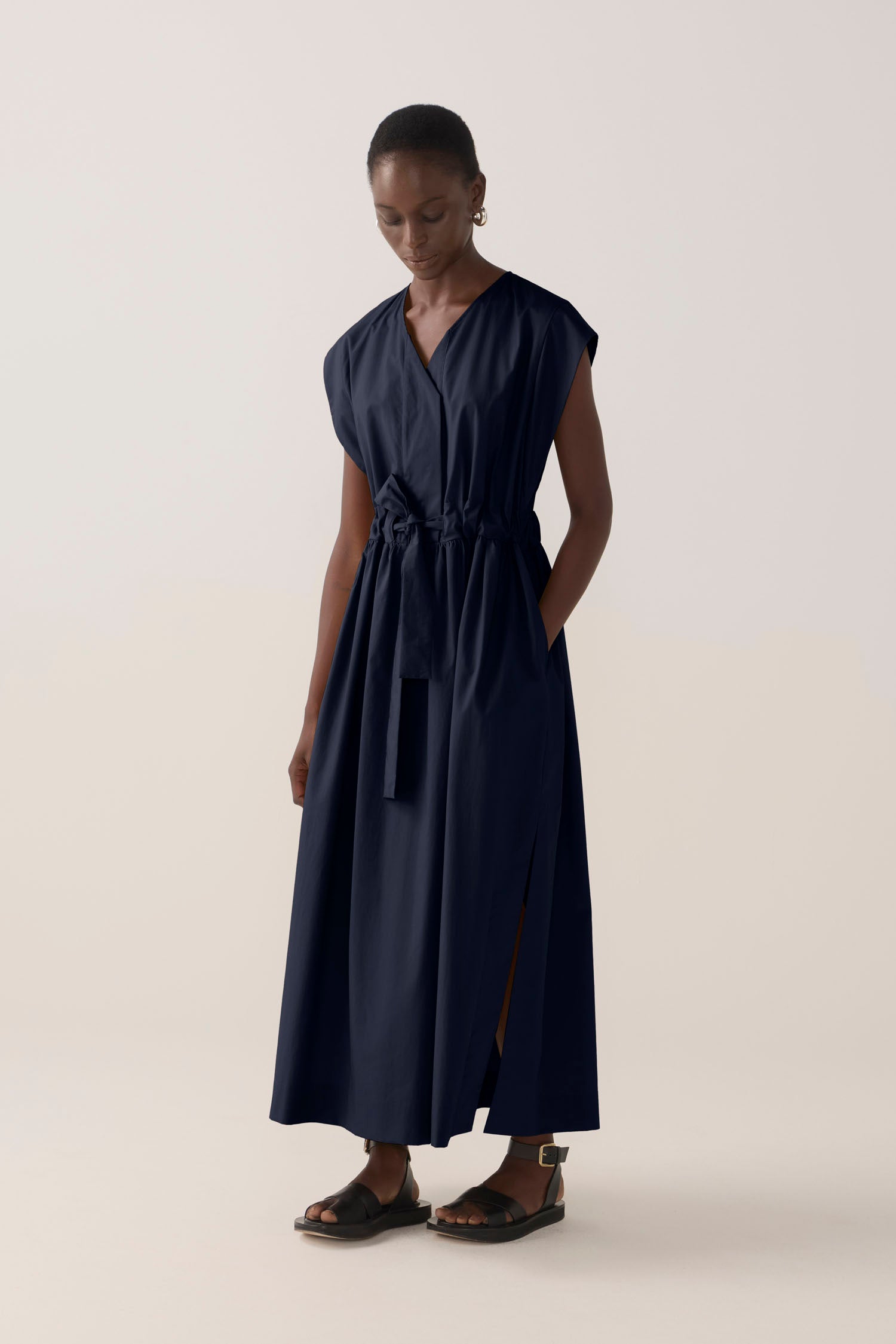 Arden Dress | Navy Cotton Tencel