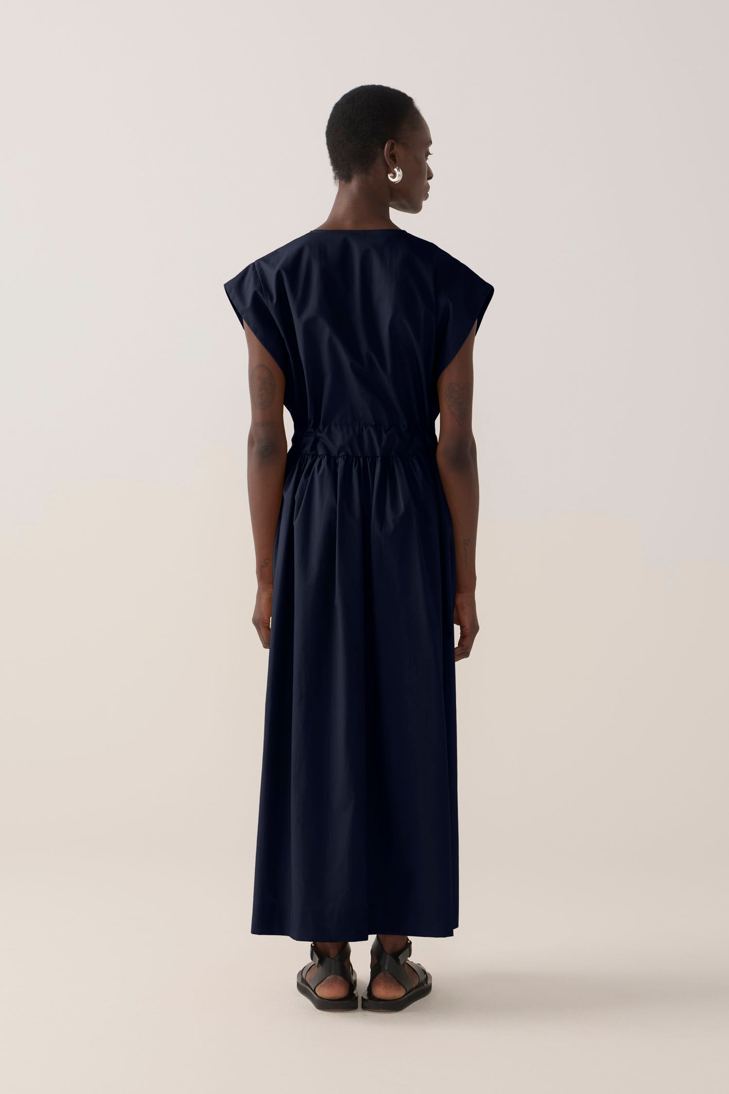 Arden Dress | Navy Cotton Tencel