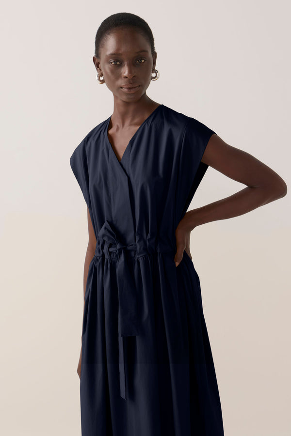 Arden Dress | Navy Cotton Tencel