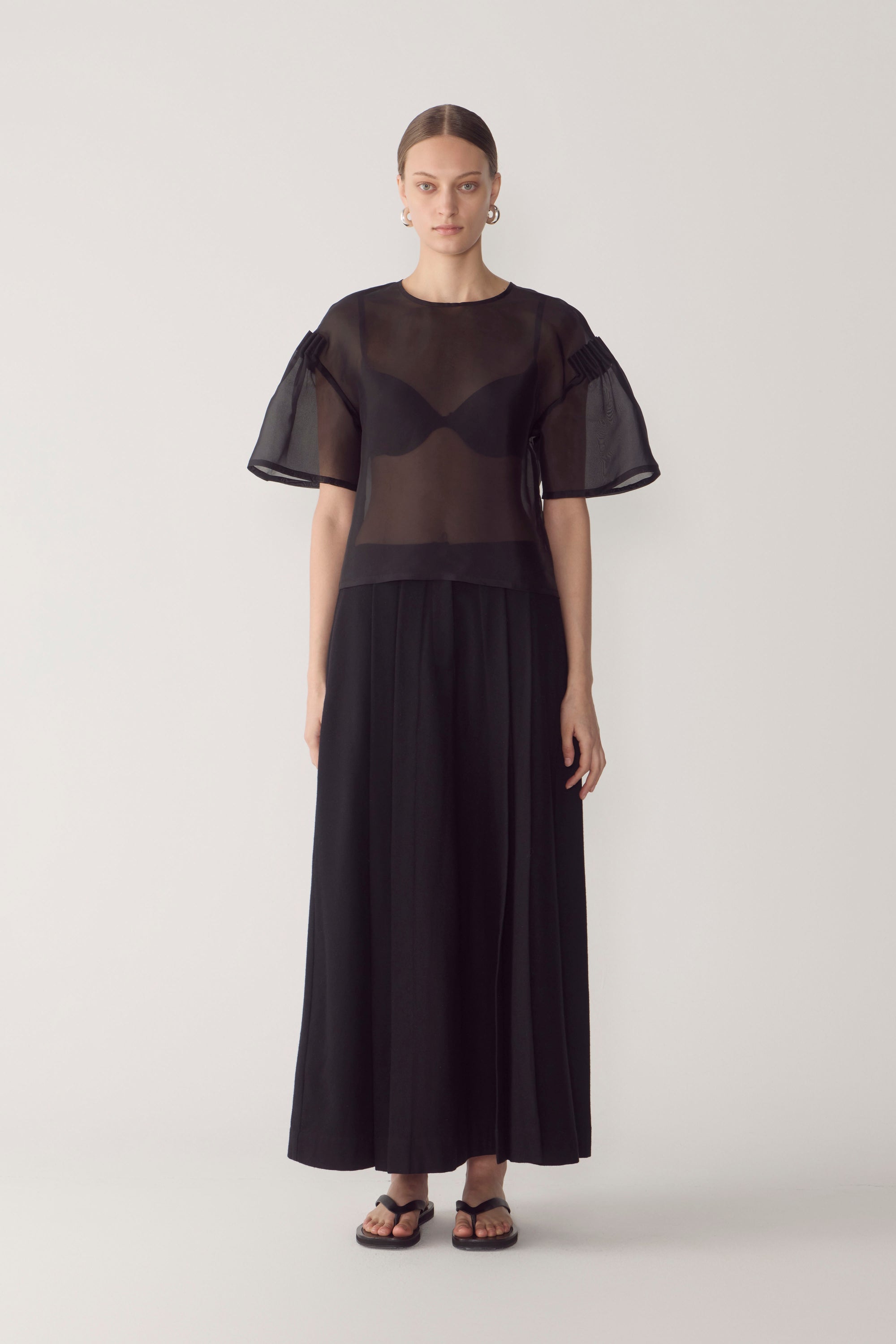 Aubree Top | Black Silk Organza