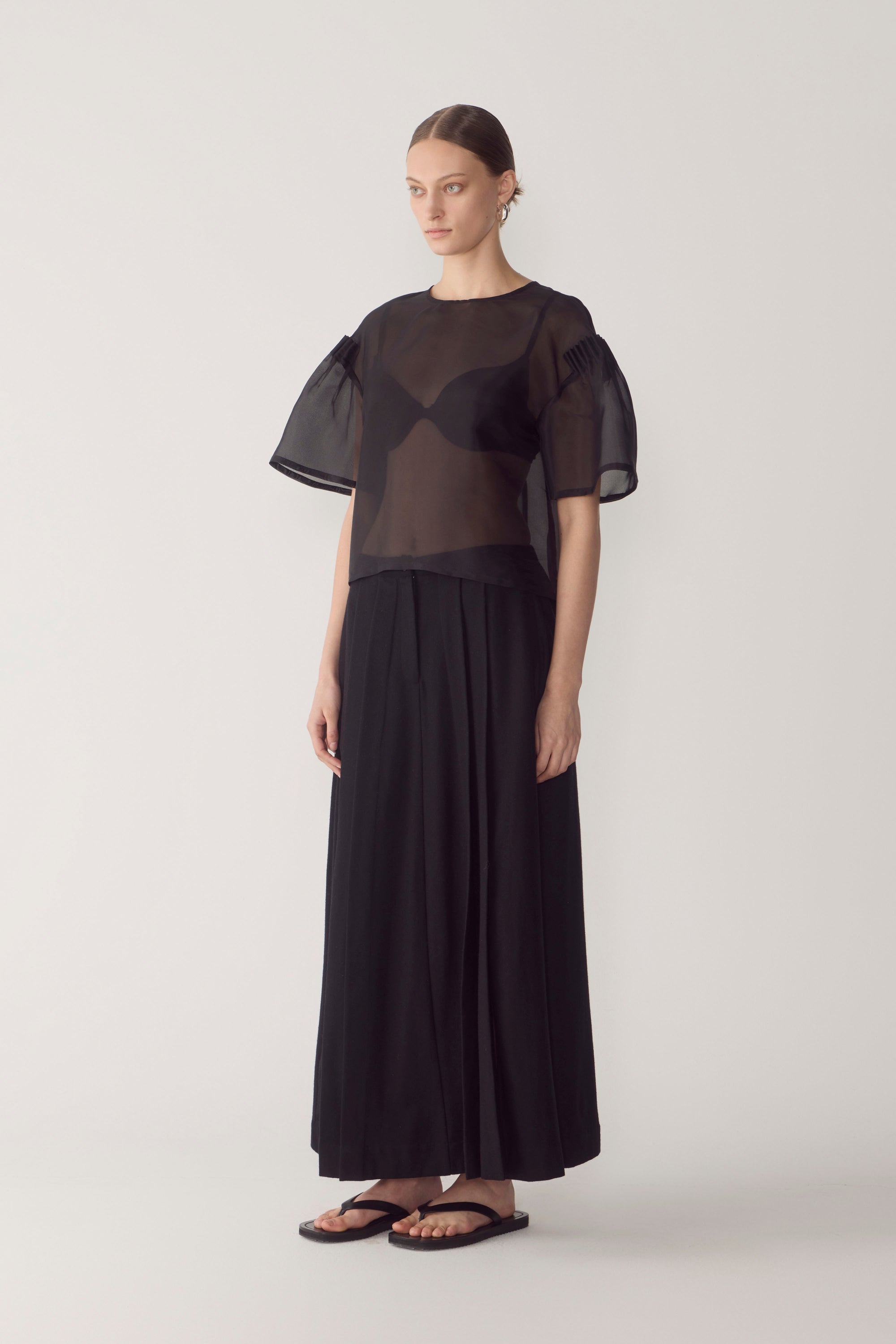 Aubree Top | Black Silk Organza