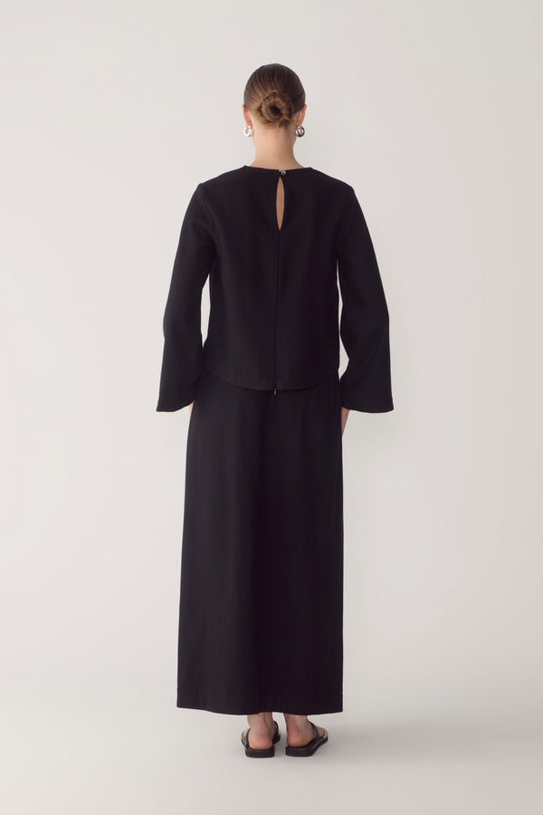 Simone Skirt | Black Wool Blend