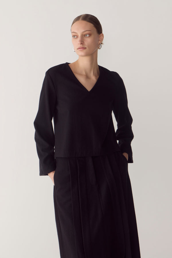 Simone Skirt | Black Wool Blend