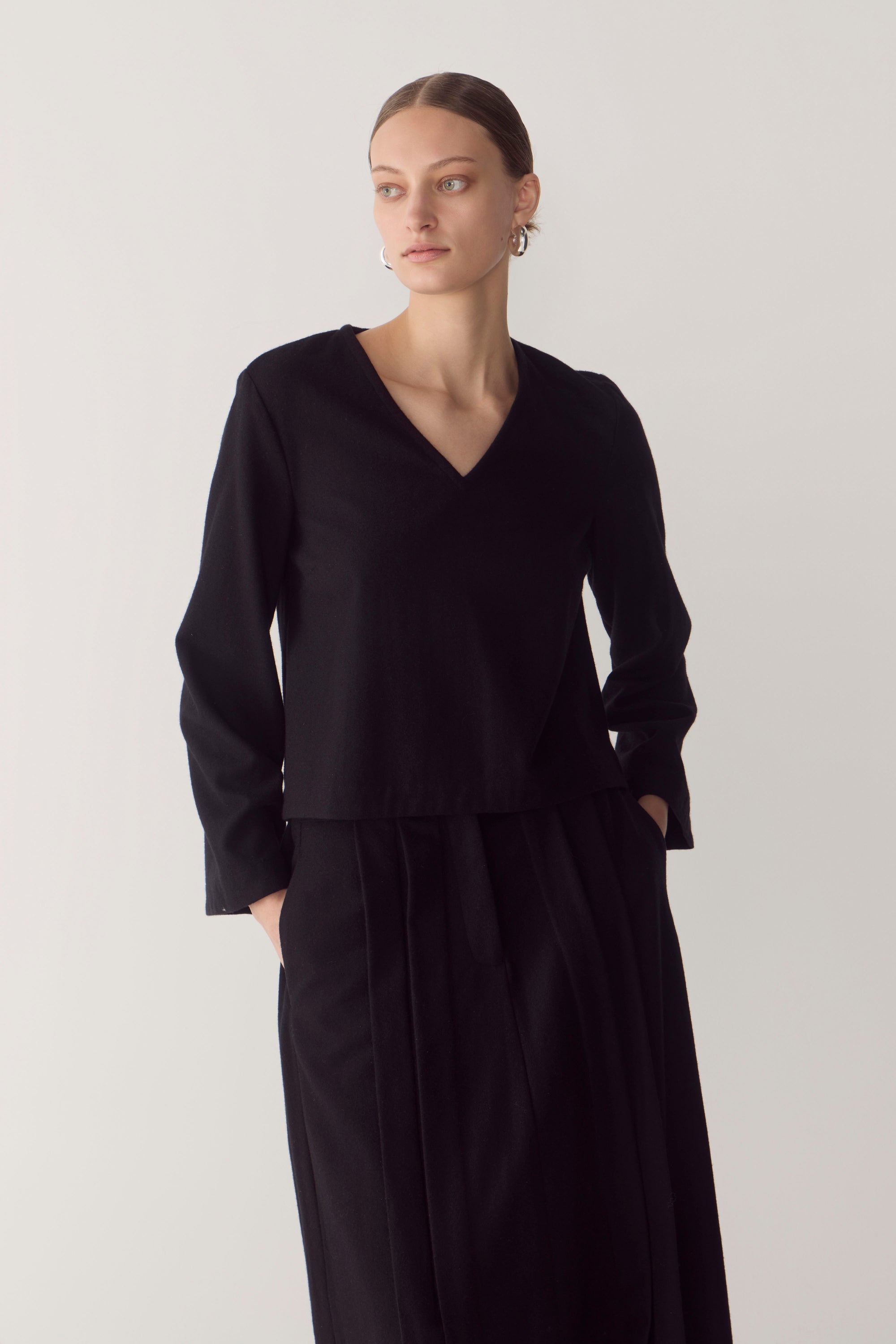 Avery Top | Black Wool Blend