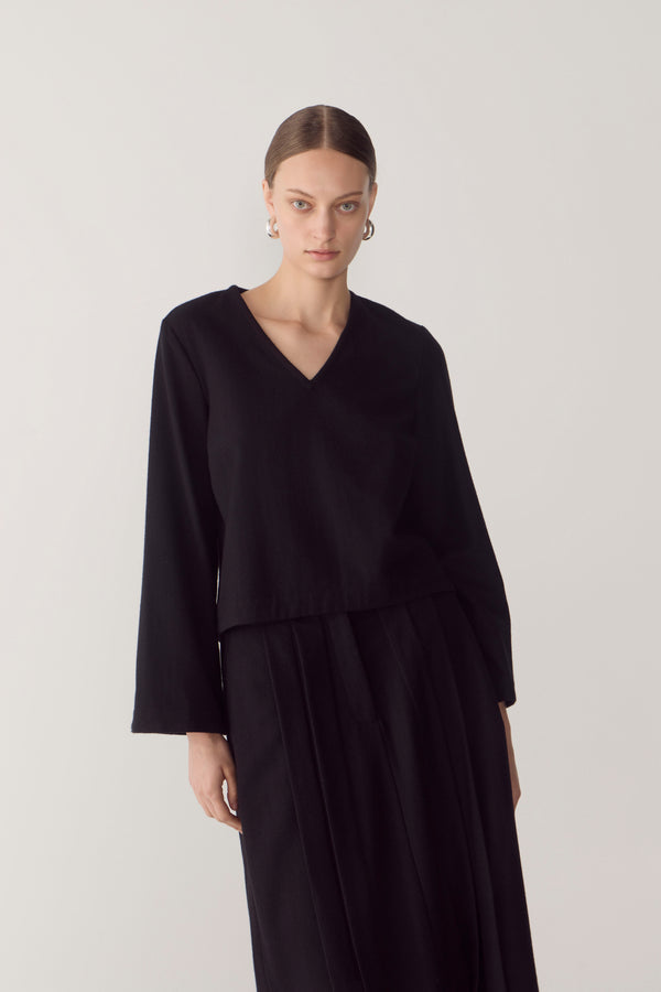 Avery Top | Black Wool Blend