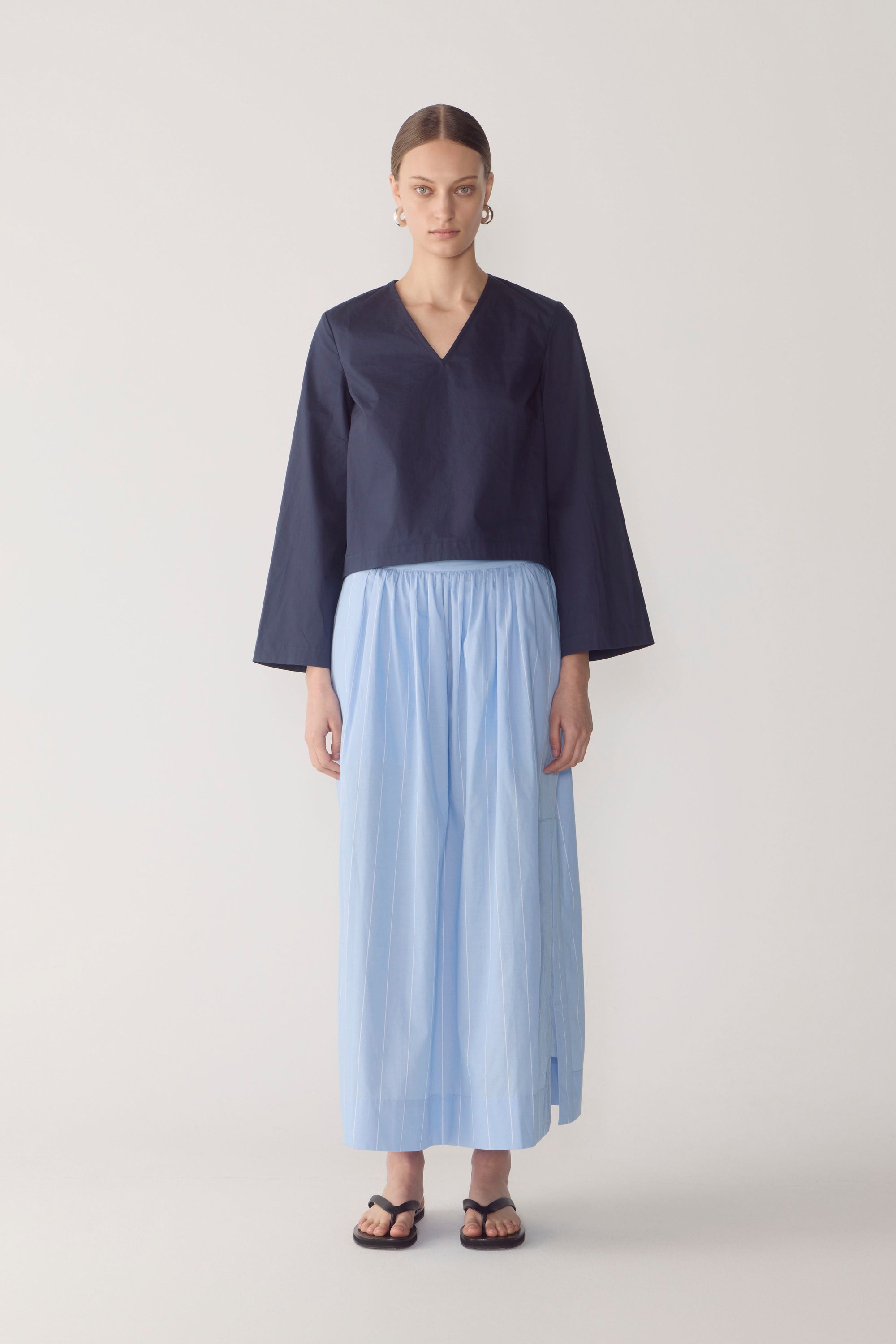 Bobby Skirt | Chambray Pinstripe Cotton