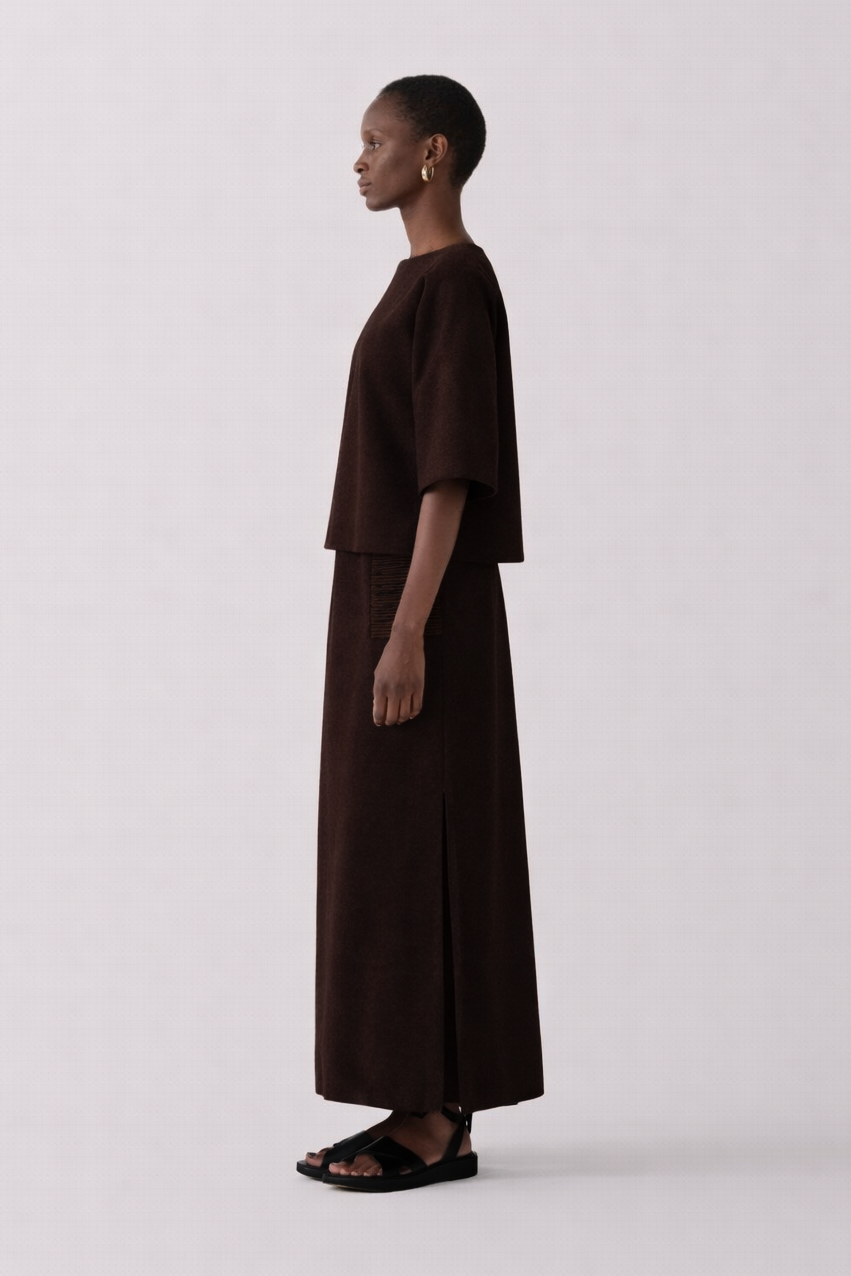 Bettina Skirt | Chocolate Wool Blend