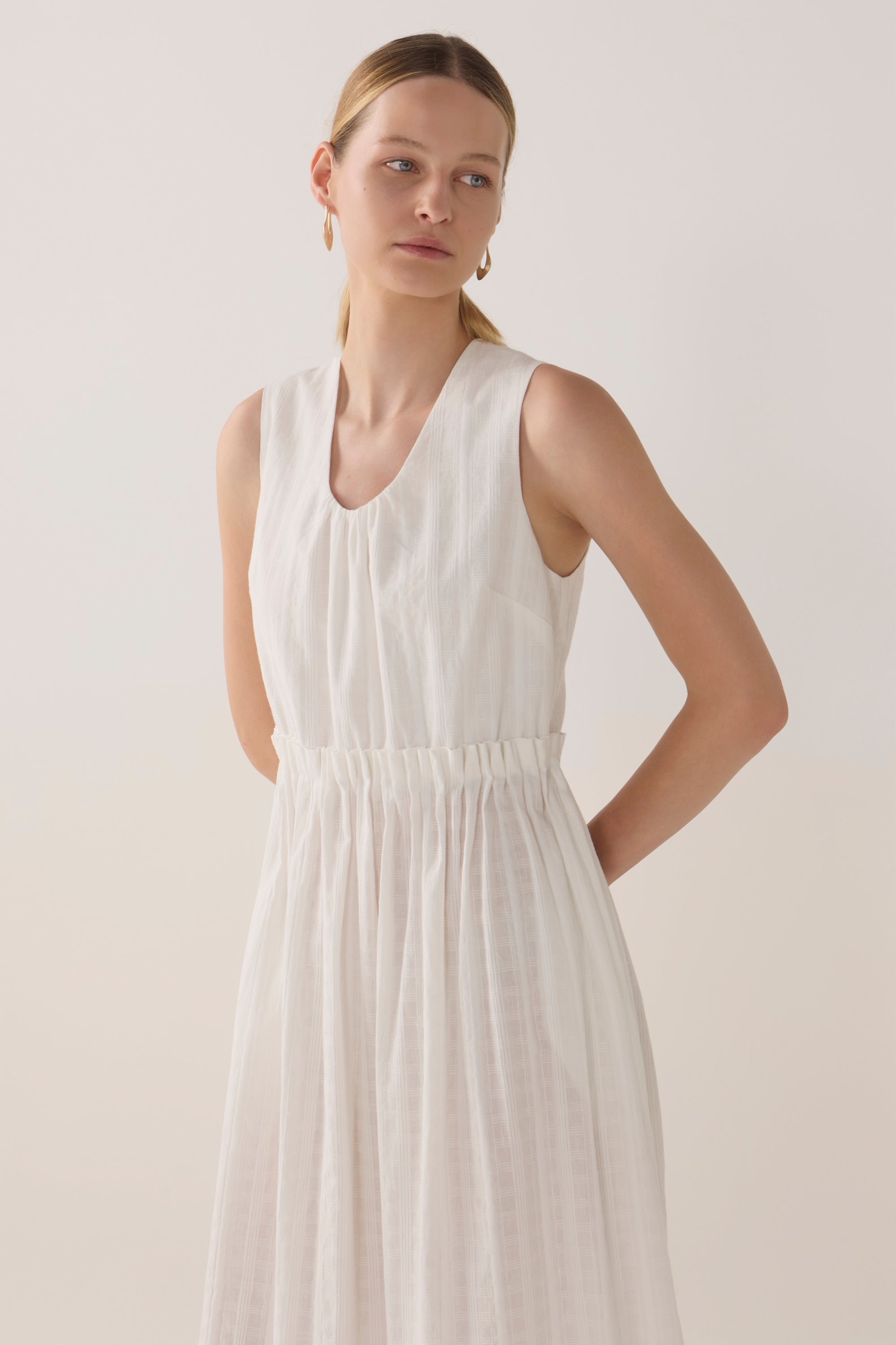 Alexis Dress | White Check Cotton