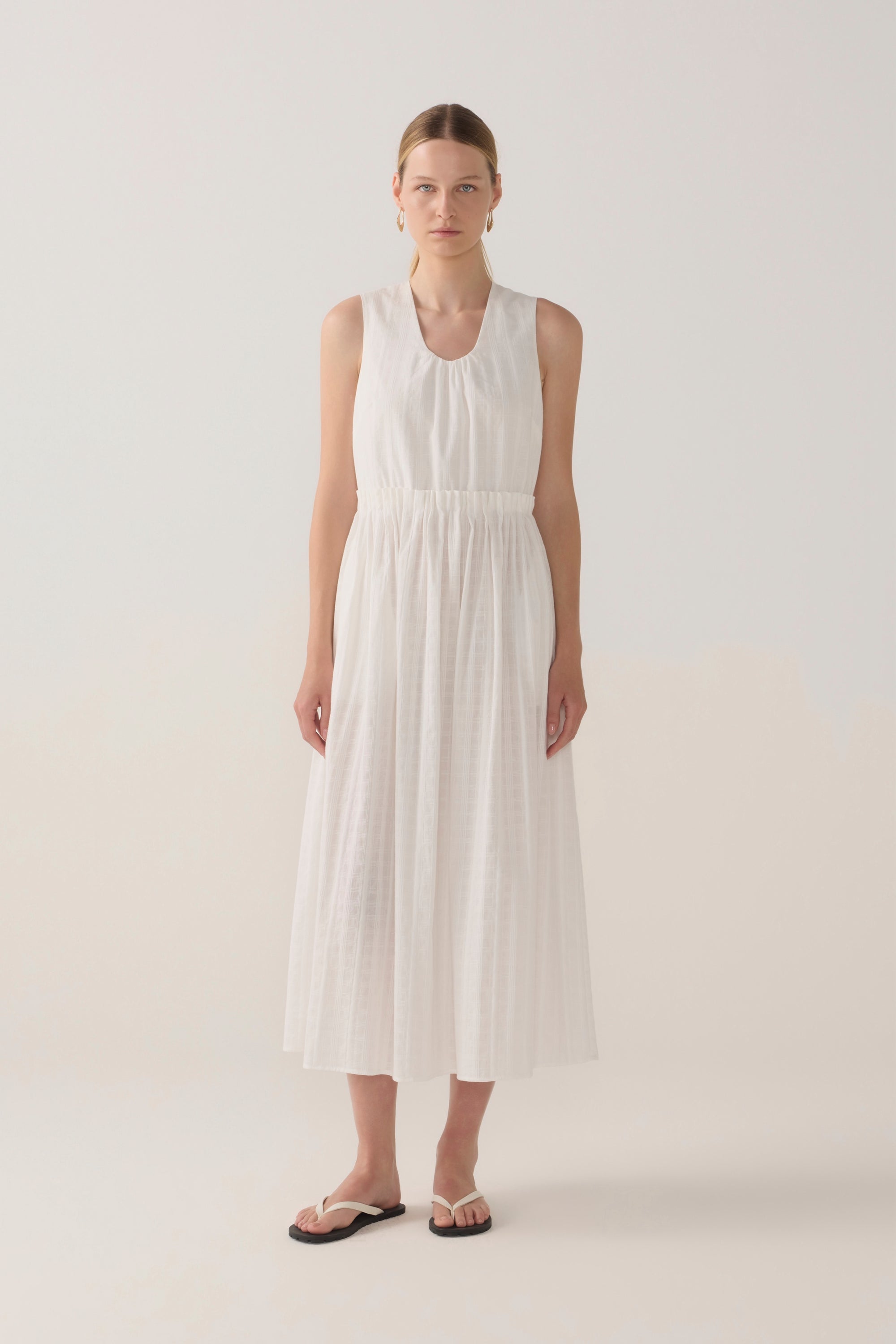 Alexis Dress | White Check Cotton