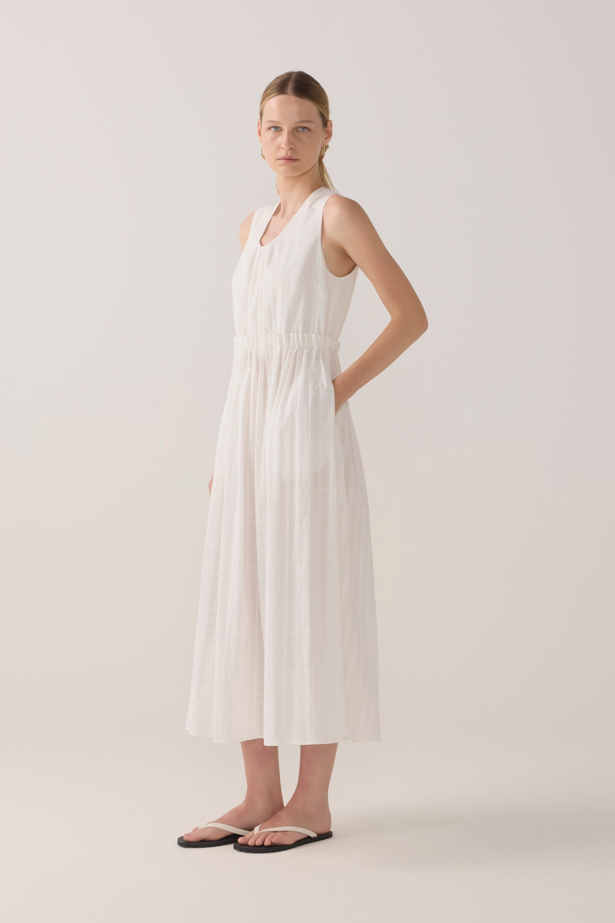 Alexis Dress | White Check Cotton