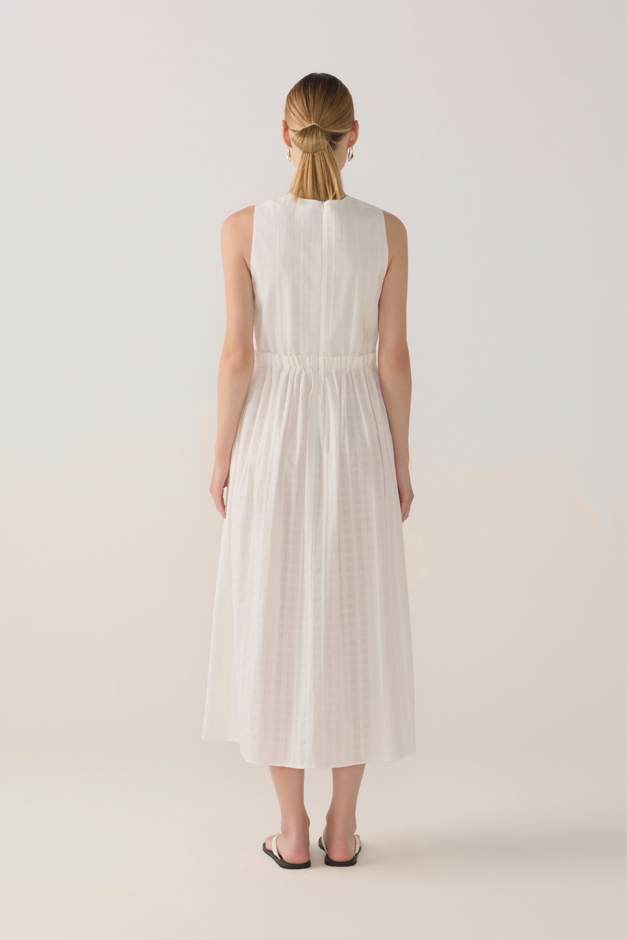 Alexis Dress | White Check Cotton