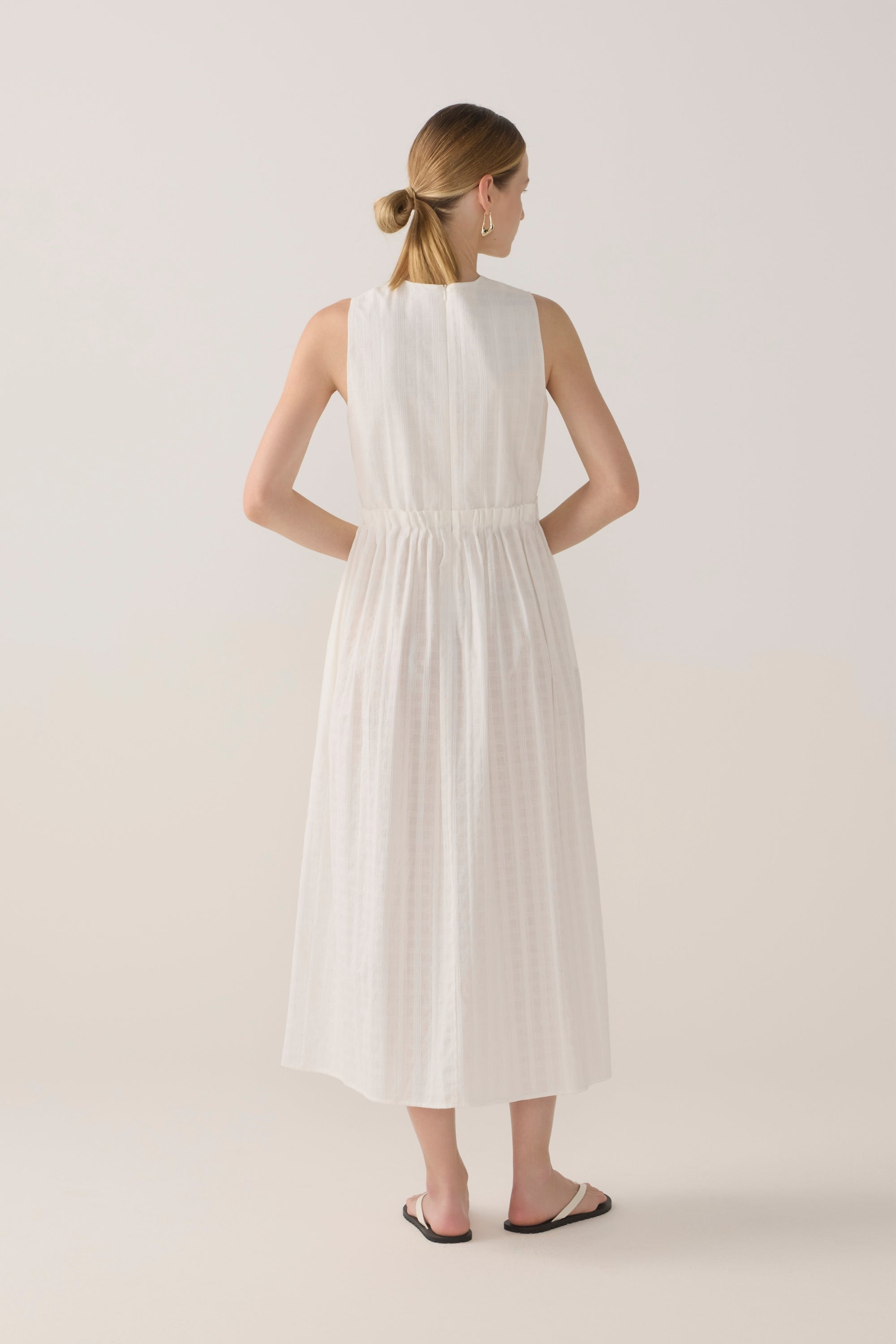 Alexis Dress | White Check Cotton