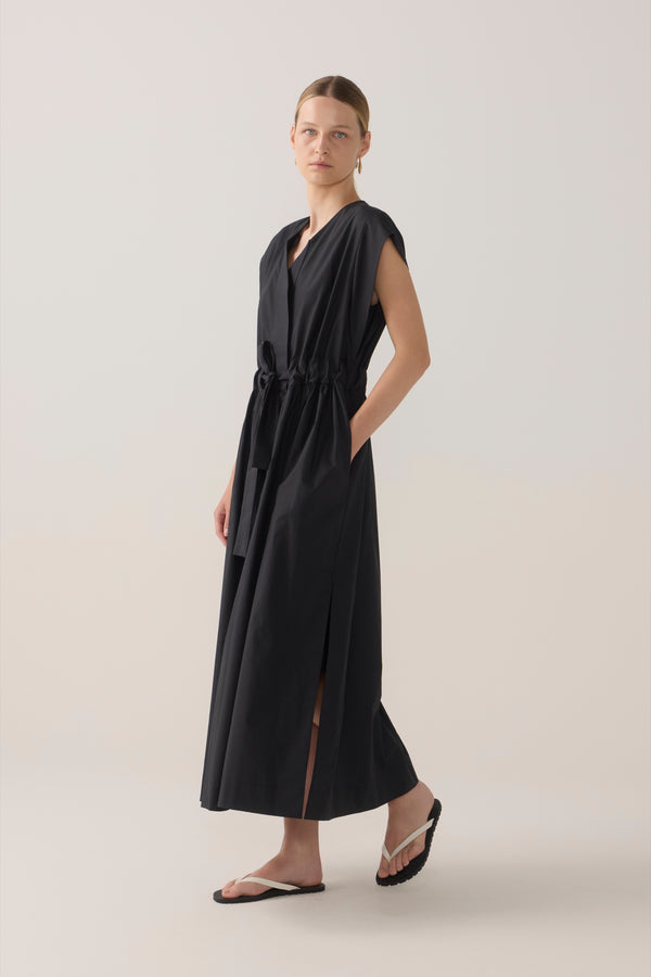 Arden Dress | Black Cotton Tencel