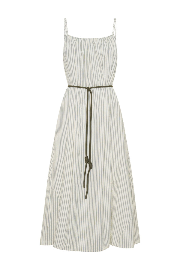 Maddie Dress | Basil Stripe Seersucker