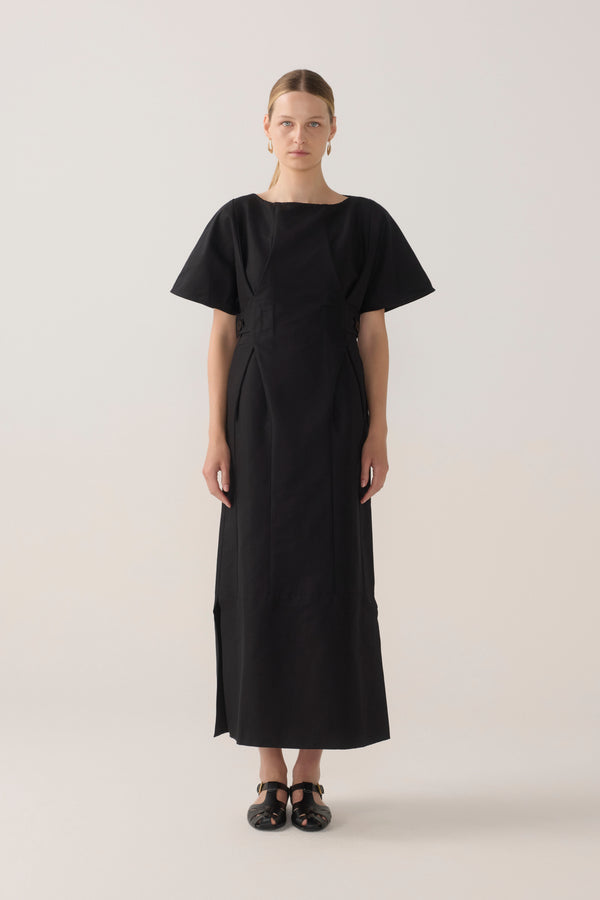 Bowie Dress | Black Cotton Silk