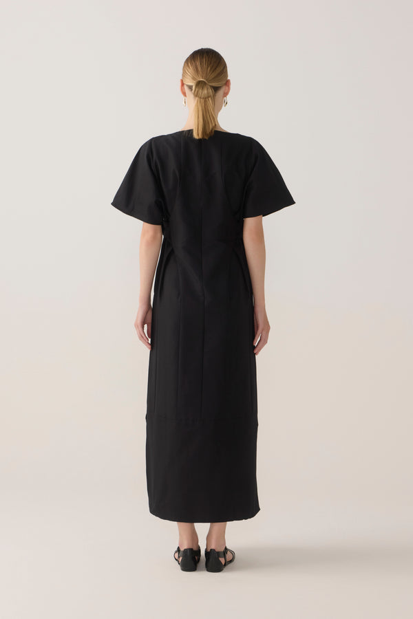 Bowie Dress | Black Cotton Silk
