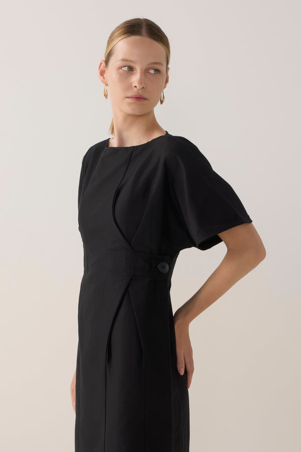 Bowie Dress | Black Cotton Silk