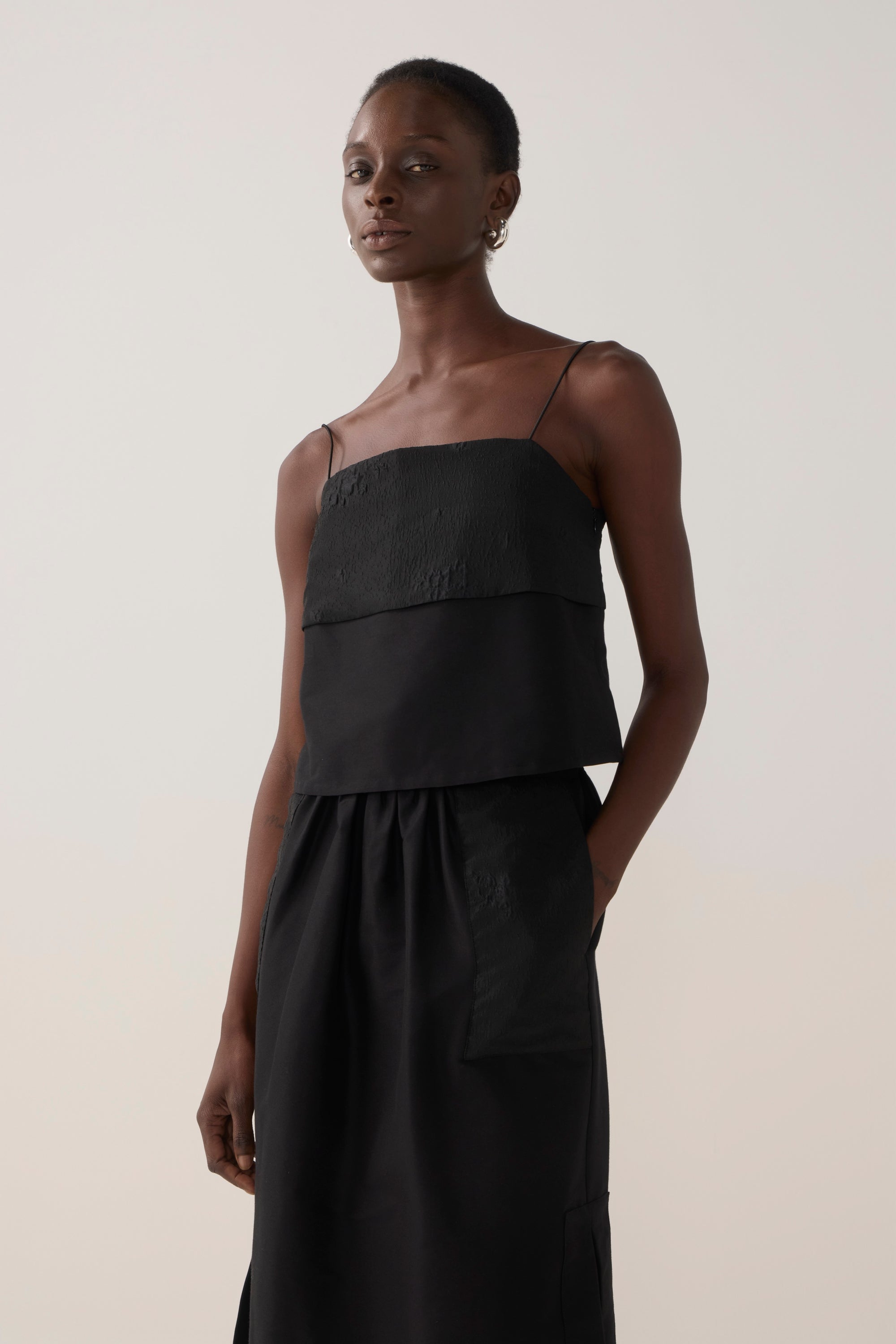 Bettina Skirt | Black Cotton Silk