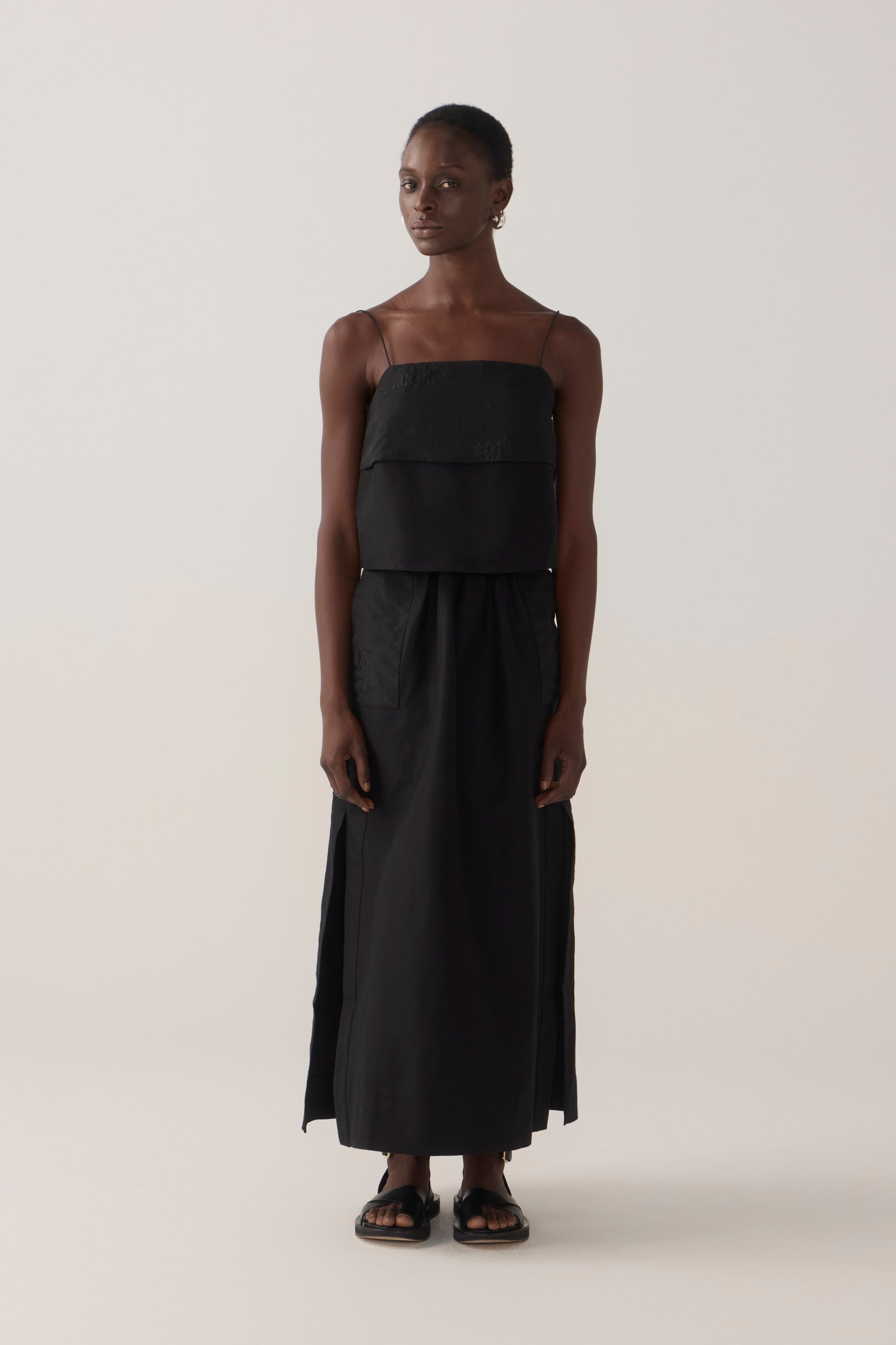 Bettina Skirt | Black Cotton Silk
