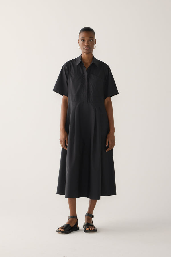Calliope Dress | Black Cotton Tencel