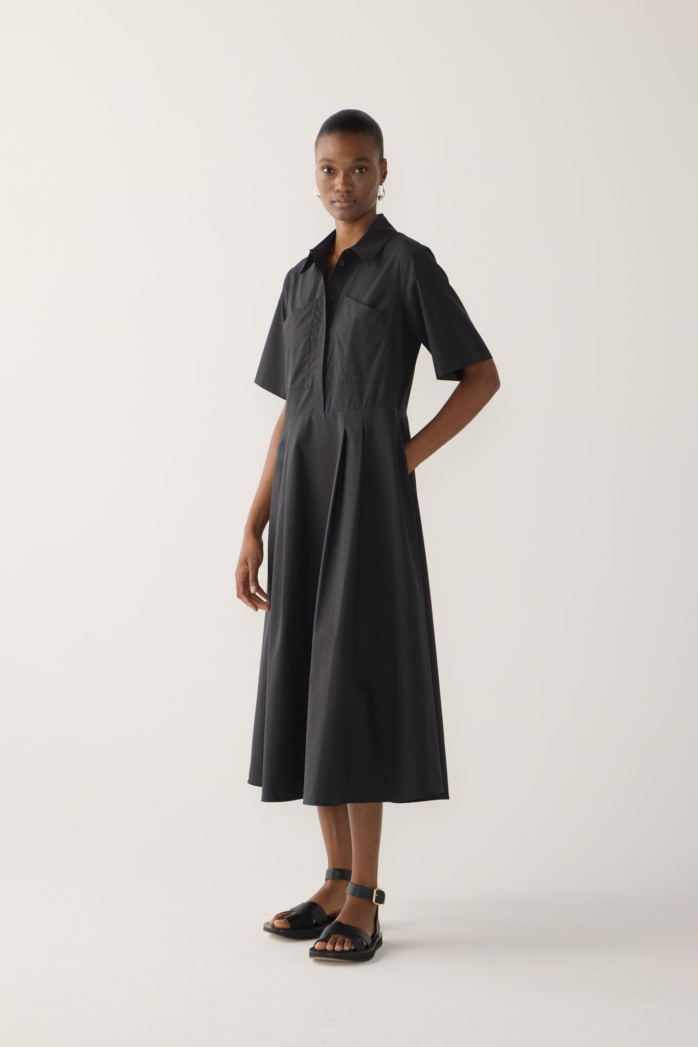 Calliope Dress | Black Cotton Tencel