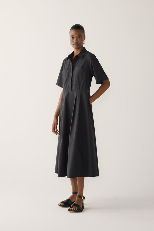 Calliope Dress | Black Cotton Tencel