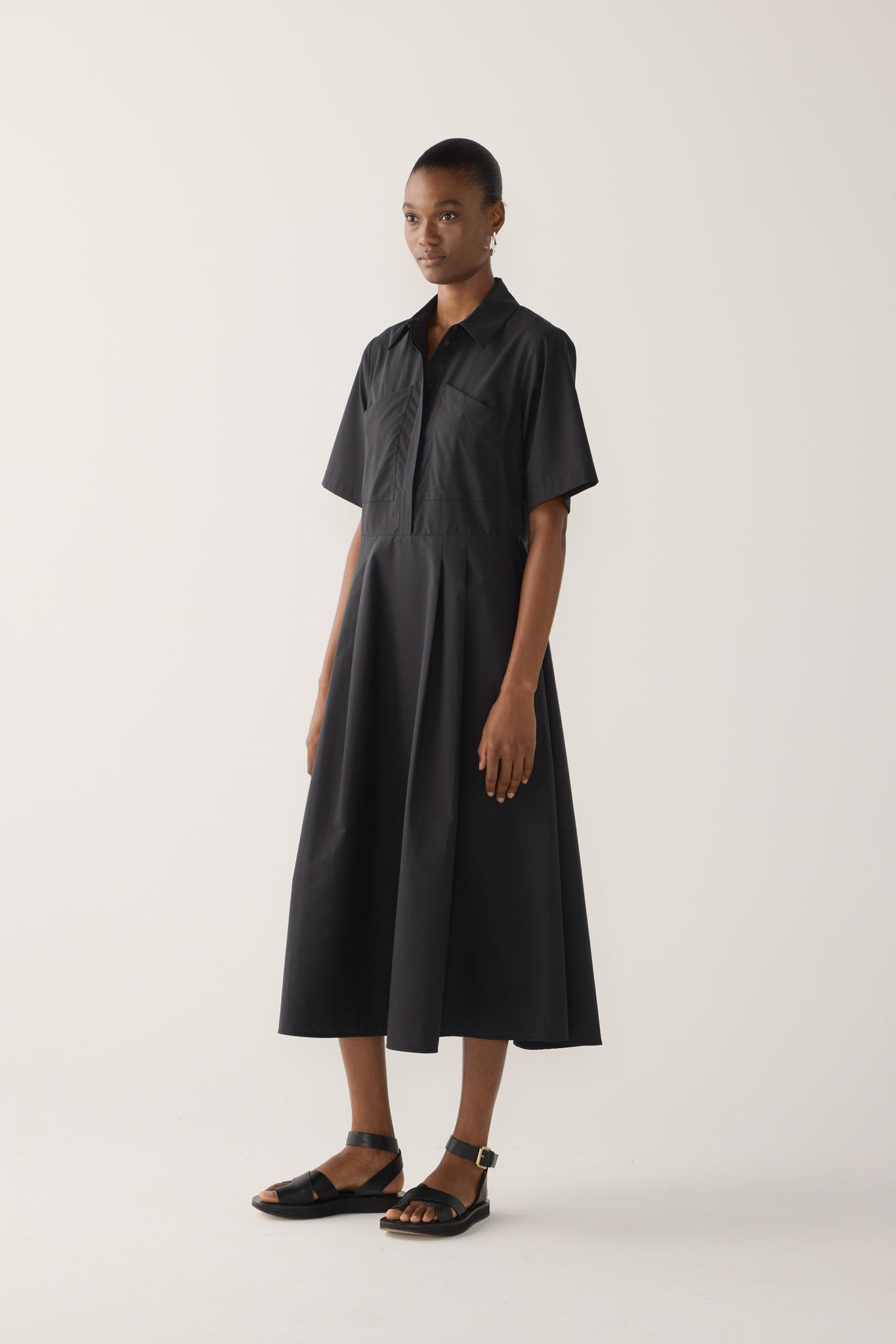 Calliope Dress | Black Cotton Tencel